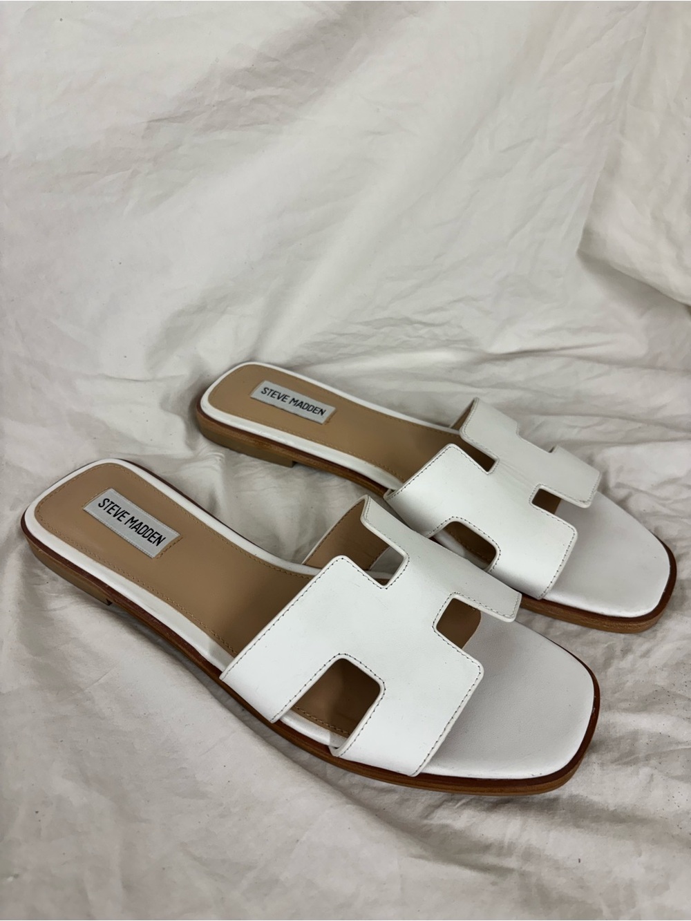 Steve Madden White Cutout Slide Sandals | Size 10